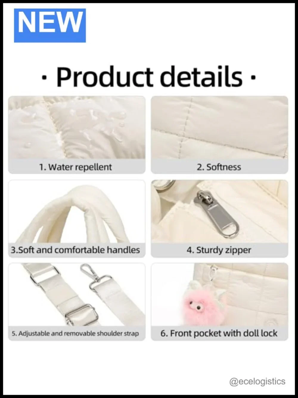 Quilted Mini Puffer Crossbody Bag - Lightweight Water-Resistant Nylon Shoulder